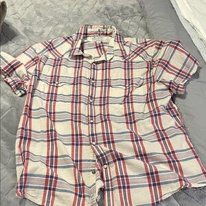 Lucky Brand Red and Blue Plaid Casual Shirt XL extra large men’s classic fit